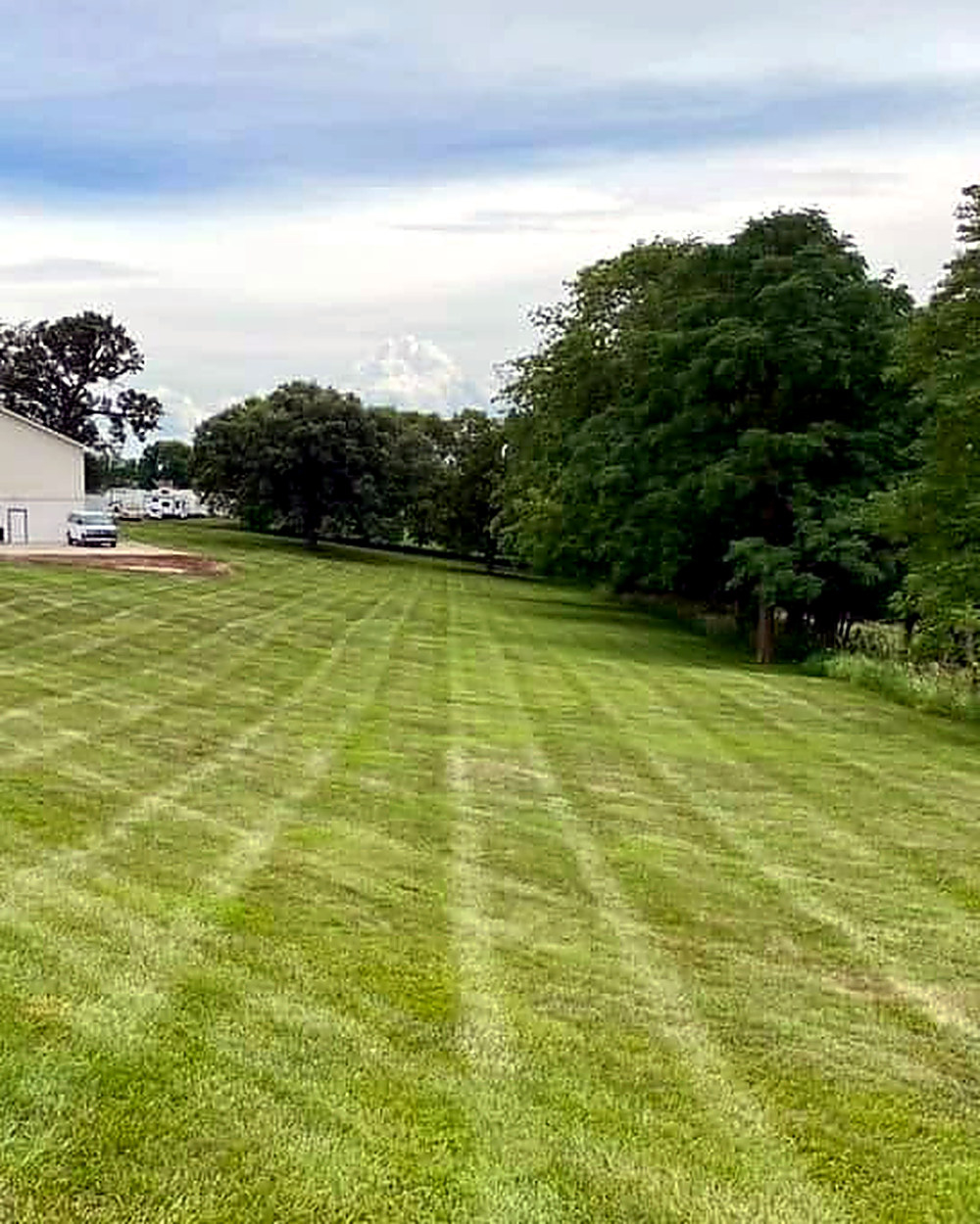 Freshly striped lawn on a Southwest Iowa property